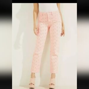 GUESS EST 1981 FLORIDADA PEACH EYELET STRAIGHT LEG JEANS